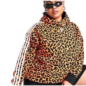 ADIDAS RICH MNISI Hoodie Women’s 2X Leopard Animal Originals Oversized AOP EUC
